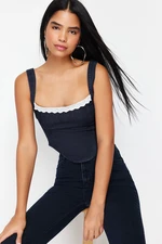 Trendyol Dark Blue Collar Detailed Strap Denim Bustier