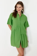 Trendyol Green Wide Fit Mini Woven Ruffle Beach Dress