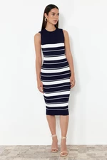 Trendyol Navy Blue Striped Crew Neck Knitwear Dress