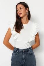 Trendyol White Brode Detailed Knitted Knitted Blouse