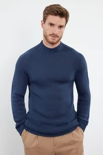 Trendyol Indigo Men&#39;s Slim Fit Turtleneck Half Turtleneck Raglan Sleeve Seamless Basic Knitwear Sweater
