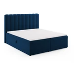 Ciemnoniebieskie łóżko boxspring ze schowkiem 180x200 cm Gina – Milo Casa