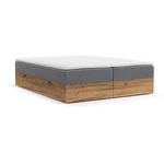 Szaro-naturalne łóżko boxspring ze schowkiem 200x200 cm Faro – Maison de Rêve