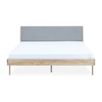 Szare/naturalne łóżko dwuosobowe z litego drewna dębowego 180x200 cm Fawn – Gazzda
