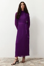 Trendyol Purple Pleated Woven Lined Chiffon Dress