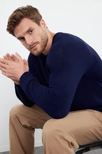 Trendyol Navy Blue Slim Fit Crew Neck Raglan Sleeve Seamless Basic Knitwear Sweater