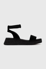 Sandály Calvin Klein Jeans SPORTY WEDGE ROPE SU CON dámské, černá barva, na platformě, YW0YW00977