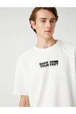 Koton Oversize tričko Motto Printed Crew Neck Krátký rukáv