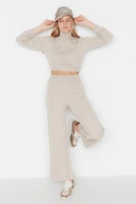 Trendyol Beige Basic Turtleneck Knitwear Two Piece Set