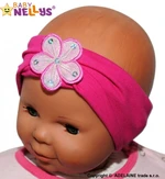 Čelenka Baby Nellys ® s květinkou - malinová, 80/92, vel. 80-92 (12-24m)