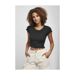 Women's T-shirt with buttons, black