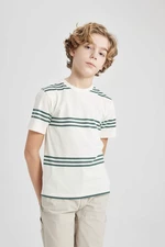 DEFACTO Boy Regular Fit Crew Neck Striped Short Sleeve T-Shirt