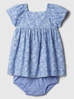 Light blue girly floral bodysuit with linen skirt GAP