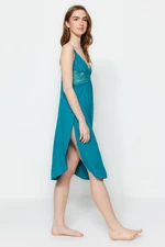 Trendyol Emerald Lace and Knitted Nightgown with Back Detail and a Slit