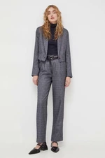 Kalhoty Bruuns Bazaar dámské, šedá barva, jednoduché, high waist