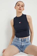 Top Tommy Jeans dámský, tmavomodrá barva, s pologolfem