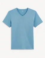 Light blue men's basic T-shirt Celio Neuniv