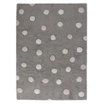 Bio koberec kusový, ručně tkaný Tricolor Polka Dots Grey-Pink-120x160