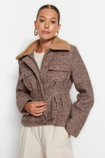 Trendyol Brown Premium Plush Collared Stamp Coat