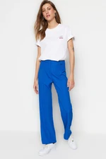 Trendyol Saks Straight High Waist Ribbed Stitched Woven Trousers