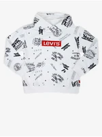 Levi&#39;s Bílá dětská vzorovaná mikina s kapucí Levi's® - Kluci