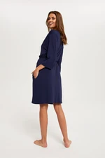 Women's Song Bathrobe with 3/4 Sleeves - Navy Blue