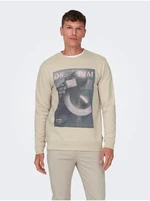 Beige Mens Sweatshirt ONLY & SONS Todd - Men