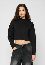 Women's Cropped Oversized Sweat High Neck Crew Black