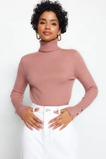 Trendyol Pale Pink Basic Sweter z dzianiny z golfem