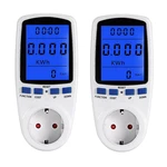 2X Socket Digital Wattmeter Power Consumption Watt Energy Meter Kwh AC 230V Electricity With Backlights EU Plug