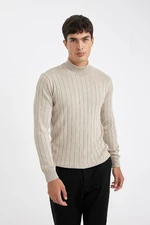 DEFACTO Standard Fit Regular Cut Half Turtleneck Jacquard Knit Sweater