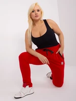 Red plus size sweatpants with ties