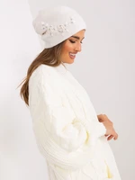 Women's Ecru beanie with cashmere