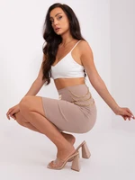 Dark beige fitted knitted skirt