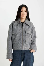 DEFACTO Regular Fit Polo Collar Cashmere Jacket