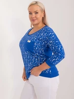 Cobalt blue plus size blouse with pocket