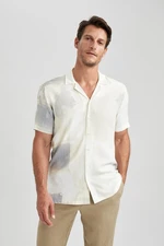 DEFACTO Modern Fit Polo Neck Printed Woven Short Sleeve Shirt