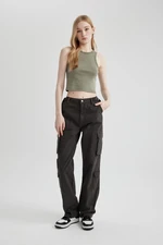 DEFACTO Cool Straight Fit Cargo Gabardine Trousers