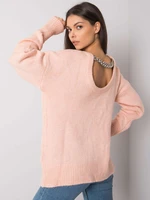 RUE PARIS Light pink lady's sweater with neckline at back