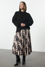 Trendyol Multicolored Patterned Pleated Satin Fabric Midi Length Woven Skirt