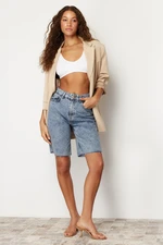 Trendyol Light Blue High Waist Denim Shorts & Bermuda