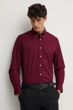 Bavlněná košile Tommy Hilfiger vínová barva, regular, s límečkem button-down, MW0MW30934