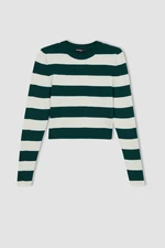 DEFACTO Coool Slim Fit Striped Crew Neck Sweater X6888az23au