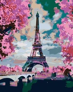 Zuty Pittura diamante Torre Eiffel e alberi rosa