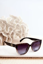 Women's sunglasses with gold detailing UV400 black and pink