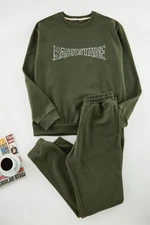 Trendyol Khaki Oversize / Wide Cut Text Printed Tracksuit