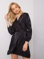 Women's black dress with ruffle