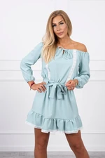 Shoulder dress and lace dark mint