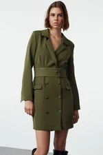 Trendyol Khaki Belted Buttoned Mini Woven Jacket Dress