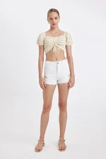 DEFACTO High Waist Cut-Toe Jean Shorts